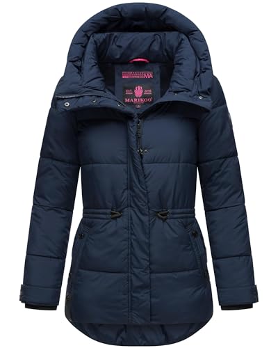 MARIKOO Damen Winterjacke Steppjacke warm mit Kapuze Akumaa Navy Gr. L von MARIKOO