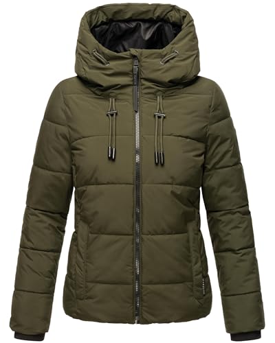 MARIKOO Damen Winterjacke Steppjacke warm mit Kapuze Shimoaa XVI Dark Olive Gr. L von MARIKOO