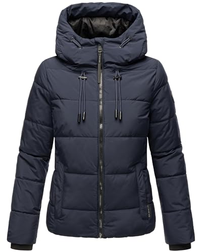 MARIKOO Damen Winterjacke Steppjacke warm mit Kapuze Shimoaa XVI Navy Gr. L von MARIKOO