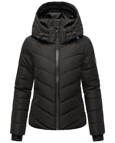 MARIKOO Damen Winterjacke Steppjacke warm mit Abnehmbarer Kapuze Samuiaa XVI Black Gr. S von MARIKOO