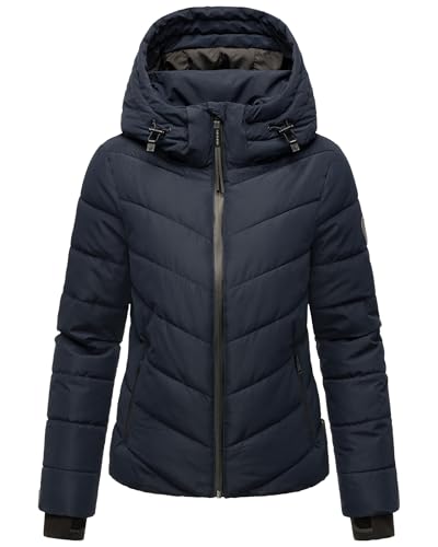 MARIKOO Damen Winterjacke warme Steppjacke mit abnehmbarer Kapuze Samuiaa XVI Navy Gr. M von MARIKOO