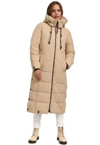 Damen Winterjacke Steppmantel lang gesteppter Mantel Winter Parka Jacke warm B985 [B985-Nadeshik-Beige-Gr.M] von MARIKOO