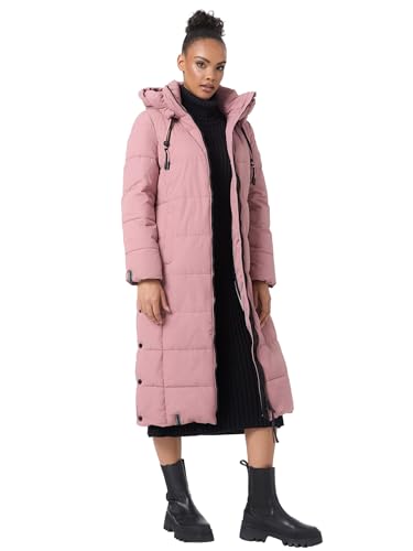 MARIKOO Damen Winterjacke Steppmantel lang gesteppter Mantel Winter Parka Jacke warm B985 [B985-Nadeshik-Dark-Rose-Gr.L] von MARIKOO