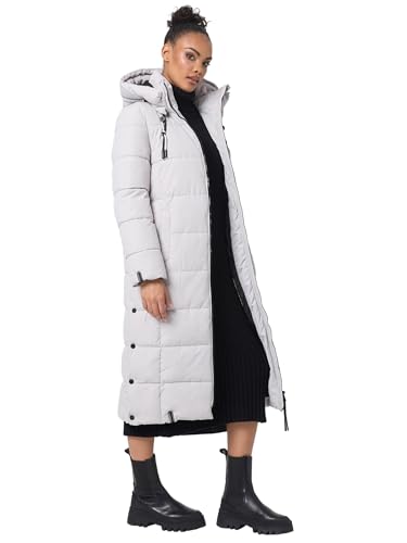 MARIKOO Damen Winterjacke Steppmantel lang gesteppter Mantel Winter Parka Jacke warm B985 [B985-Nadeshik-Ligh-Grey-Gr.L] von MARIKOO