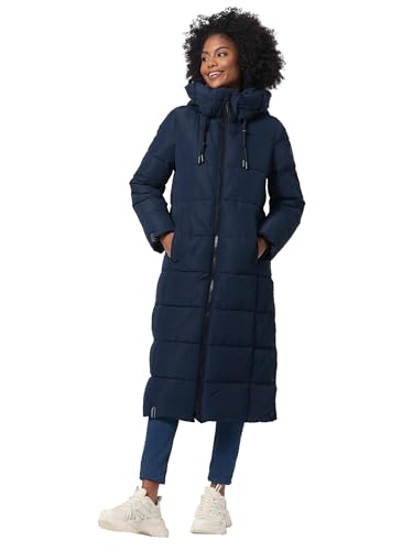 MARIKOO Damen Winterjacke Steppmantel lang gesteppter Mantel Winter Parka Jacke warm B985 [B985-Nadeshik-Navy-Gr.5XL] von MARIKOO