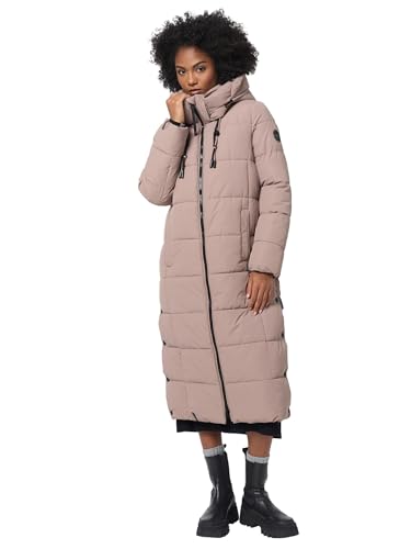 MARIKOO Damen Winterjacke Steppmantel lang gesteppter Mantel Winter Parka Jacke warm B985 [B985-Nadeshik-Taup-Grey-Gr.XS] von MARIKOO