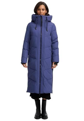 MARIKOO Damen Winterjacke Wintermantel Parka lange Winter Stepp Jacke B979 [B979-Nadar-Blue-Violet-Gr.L] von MARIKOO