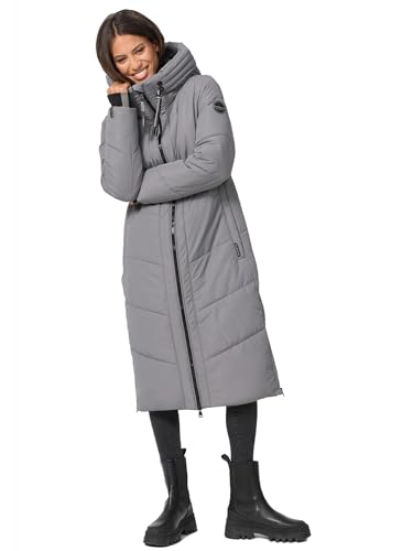 MARIKOO Damen Winterjacke Wintermantel Parka lange Winter Stepp Jacke B979 [B979-Nadar-Grau-Gr.XS] von MARIKOO
