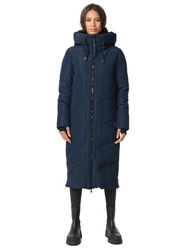 MARIKOO Damen Winterjacke Wintermantel Parka lange Winter Stepp Jacke B979 [B979-Nadar-Navy-Gr.L] von MARIKOO