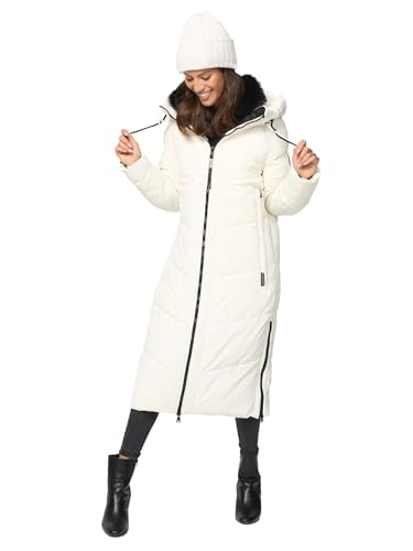 MARIKOO Damen Winterjacke Wintermantel Parka lange Winter Stepp Jacke B979 [B979-Nadar-Off-White-Gr.S] von MARIKOO