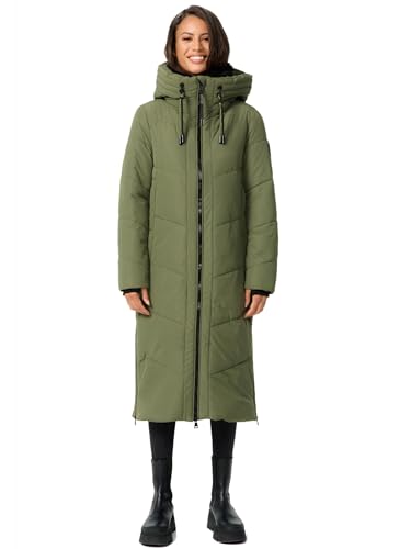 MARIKOO Damen Winterjacke Wintermantel Parka lange Winter Stepp Jacke B979 [B979-Nadar-Olive-Leaf-Gr.L] von MARIKOO