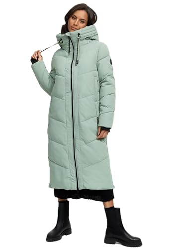 MARIKOO Damen Winterjacke Wintermantel Parka lange Winter Stepp Jacke B979 [B979-Nadar-Smokey-Mint-Gr.S] von MARIKOO