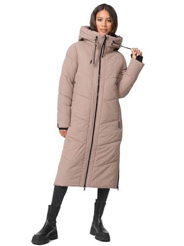 MARIKOO Damen Winterjacke Wintermantel Parka lange Winter Stepp Jacke B979 [B979-Nadar-Taupe-Grey-Gr.S] von MARIKOO