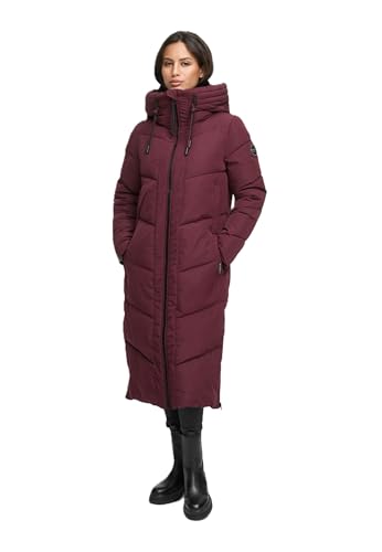 MARIKOO Damen Winterjacke Wintermantel Parka lange Winter Stepp Jacke B979 [B979-Nadar-Wine-Gr.XXL] von MARIKOO