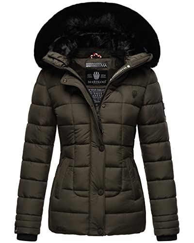 MARIKOO Damen Winterjacke gesteppt Stepp Jacke Winter B884 [B884-Qesr-Anthrazit-Gr.S] von MARIKOO