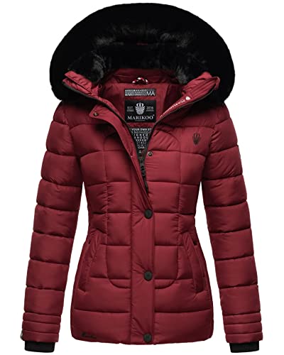 MARIKOO Damen Winterjacke gesteppt Stepp Jacke Winter B884 [B884-Qesr-Bordeaux-Gr.M] von MARIKOO