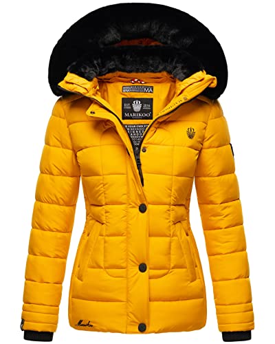 MARIKOO Damen Winterjacke gesteppt Stepp Jacke Winter B884 [B884-Qesr-Gelb-Gr.XXL] von MARIKOO