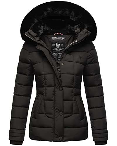 MARIKOO Damen Winterjacke gesteppt Stepp Jacke Winter B884 [B884-Qesr-Schwarz-Gr.S] von MARIKOO