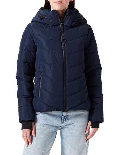 MARIKOO Winterjacke Damen (XS-XXL) - Wasserabweisend, Warm, Kapuze abnehmbar, Winddicht - Steppjacke, Frauen - Stehkragen, 4 Taschen, verlängerter Zipper - Navy L von MARIKOO