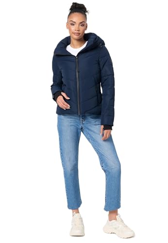 MARIKOO Winterjacke Damen (XS-3XL) - Wasserabweisend, Warm, Kapuze abnehmbar, Winddicht - Steppjacke, Frauen - Stehkragen, 4 Taschen, verlängerter Zipper - Navy M von MARIKOO