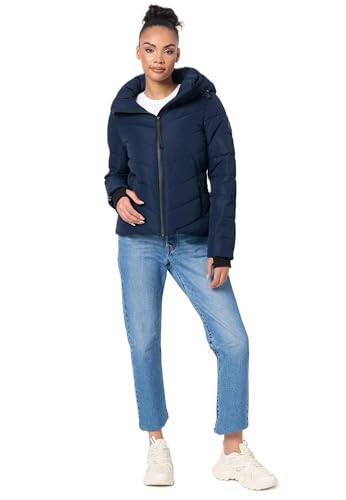 MARIKOO Winterjacke Damen (XS-XXL) - Wasserabweisend, Warm, Kapuze abnehmbar, Winddicht - Steppjacke, Frauen - Stehkragen, 4 Taschen, verlängerter Zipper - Navy M von MARIKOO