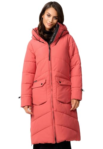 MARIKOO Damen Wintermantel (XS-XXL) - Leicht, Wasserabweisend, Steppmantel, 4 Taschen, 2 Wege Reißverschluss, Warme Jacke Frauen B984 (S, Rouge) von MARIKOO