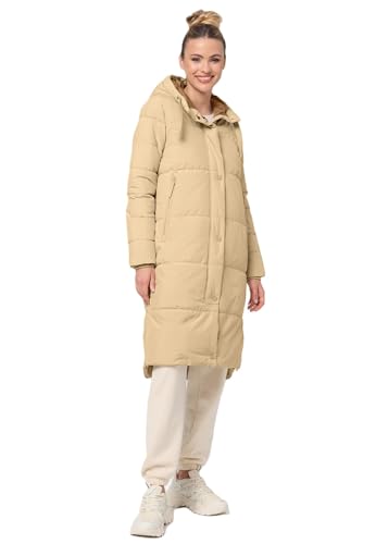MARIKOO Damen Winterjacke lang Winter Stepp Jacke Mantel Steppjacke warm gefüttert B968 [B968-Soran-Beige-Gr.L] von MARIKOO