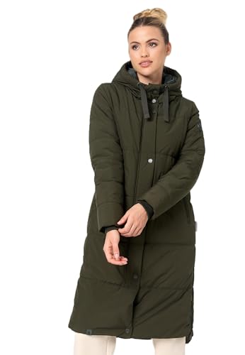 MARIKOO Damen Winterjacke lang Winter Stepp Jacke Mantel Steppjacke warm gefüttert B968 [B968-Soran-Dark-Olive-Gr.L] von MARIKOO