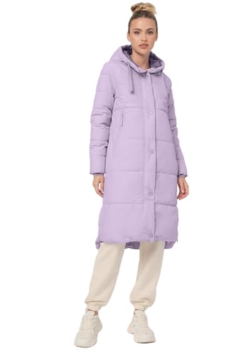 MARIKOO Damen Winterjacke lang Winter Stepp Jacke Mantel Steppjacke warm gefüttert B968 [B968-Soran-Light-Lilac-Gr.M] von MARIKOO