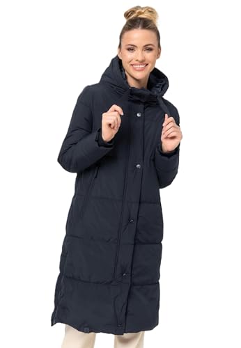 MARIKOO Damen Winterjacke lang Winter Stepp Jacke Mantel Steppjacke warm gefüttert B968 [B968-Soran-Navy-Gr.XL] von MARIKOO