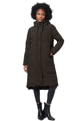MARIKOO Damen Winterjacke lang Winter Stepp Jacke Mantel Steppjacke warm gefüttert B968 [B968-Soran-Schwarz-Gr.S] von MARIKOO