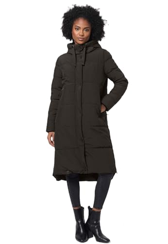 MARIKOO Damen Winterjacke lang Winter Stepp Jacke Mantel Steppjacke warm gefüttert B968 [B968-Soran-Schwarz-Gr.XXL] von MARIKOO