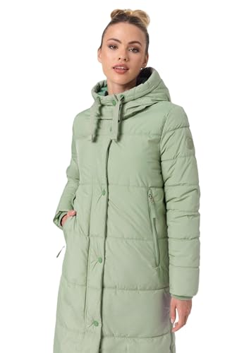 MARIKOO Damen Winterjacke lang Winter Stepp Jacke Mantel Steppjacke warm gefüttert B968 [B968-Soran-Smokey-Mint-Gr.M] von MARIKOO