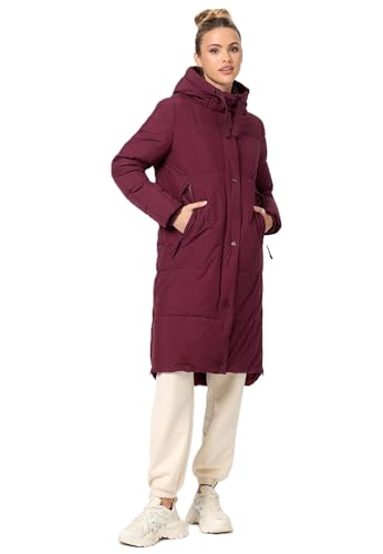 MARIKOO Damen Winterjacke lang Winter Stepp Jacke Mantel Steppjacke warm gefüttert B968 [B968-Soran-Wine-Gr.L] von MARIKOO