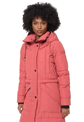 MARIKOO Damen Winterjacke lange Stepp Winter Jacke warm gesteppt B948 [B948-Ayum-Rouge-Gr.3XL] von MARIKOO