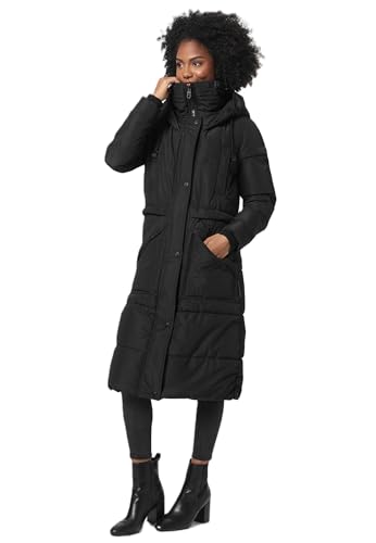 MARIKOO Damen Winterjacke lange Stepp Winter Jacke warm gesteppt B948 [B948-Ayum-Schwarz-Gr.S] von MARIKOO