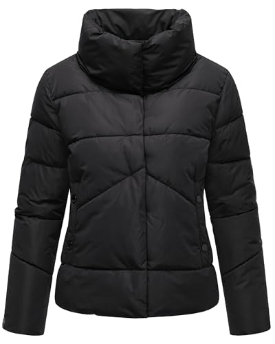 MARIKOO Damen Winterjacke warme Kurze Steppjacke mit hohem Kragen Jalliaa 16 Black Gr. S von MARIKOO