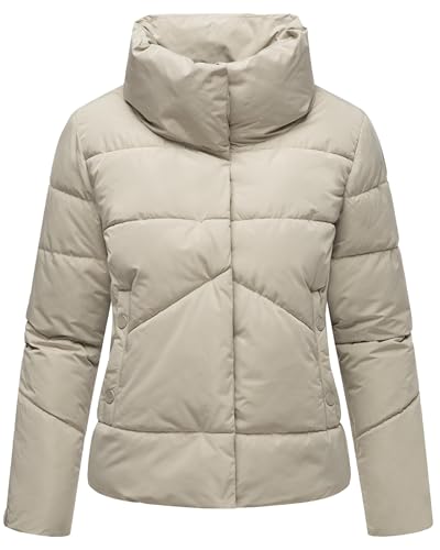 MARIKOO Damen Winterjacke warme Kurze Steppjacke mit hohem Kragen Jalliaa 16 Pebble Grey Gr. M von MARIKOO