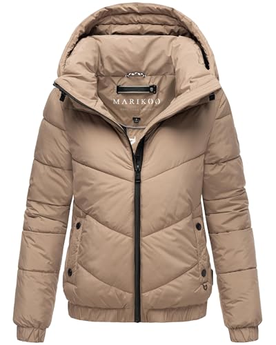 MARIKOO Damen Winterjacke warme Steppjacke mit Kapuze Nayanaa XVI Taupe Grey Gr. L von MARIKOO