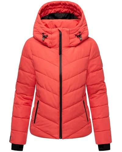 MARIKOO Damen Winterjacke warme Steppjacke mit abnehmbarer Kapuze Samuiaa XVI Coral Red Gr. M von MARIKOO