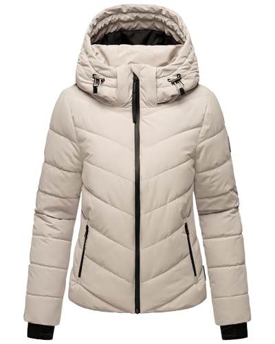 MARIKOO Damen Winterjacke warme Steppjacke mit abnehmbarer Kapuze Samuiaa XVI Light Grey Gr. 3XL von MARIKOO