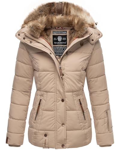 MARIKOO Damen Winterjacke warme Steppjacke mit Kunstfell Innenfutter Nekoo Beige Gr. 3XL MARIKOO Damen Winterjacke warme Steppjacke mit Kunstfell Innenfutter Nekoo Beige Gr. 3XL von MARIKOO