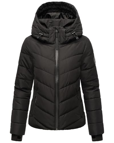 MARIKOO Damen Winterjacke warme Steppjacke mit abnehmbarer Kapuze Samuiaa XVI Black Gr. M von MARIKOO