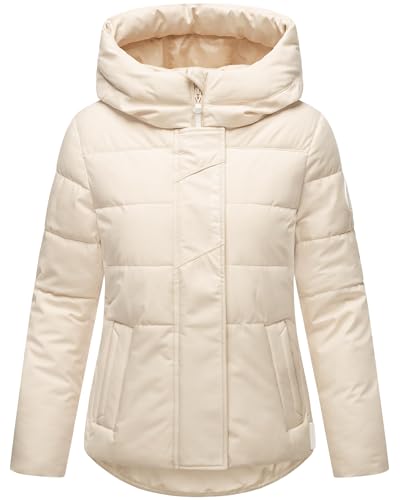 MARIKOO Damen Winterjacke warme Steppjacke mit integrierten Rucksack-Trägern mit Elira 16 Cream Gr. XL von MARIKOO