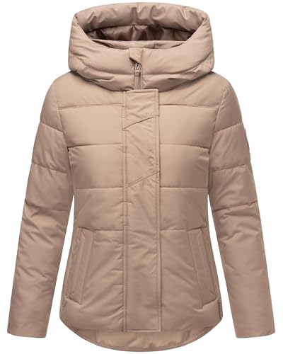 MARIKOO Damen Winterjacke warme Steppjacke mit integrierten Rucksack-Trägern mit Elira 16 Taupe Grey Gr. XL von MARIKOO