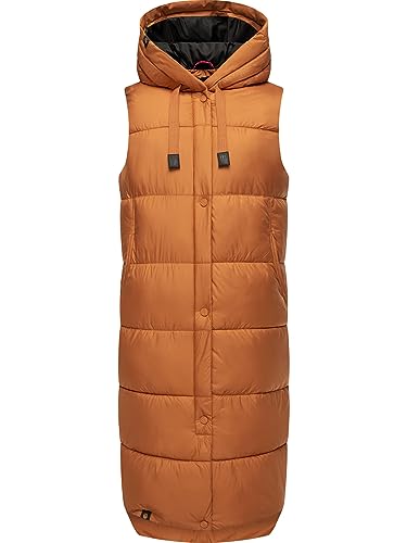 MARIKOO Damen Winterjacke warme Steppweste lang mit Kapuze Sayorii Rusty Cinnamon Gr. S von MARIKOO
