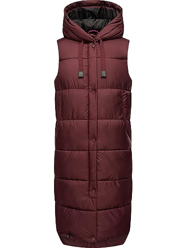 MARIKOO Damen Winterjacke warme Steppweste lang mit Kapuze Sayorii Wine Gr. XXL von MARIKOO