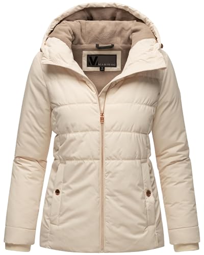 MARIKOO Damen Winterjacke warme Steppjacke mit Kapuze Alemee 16 Cream Gr. XL von MARIKOO