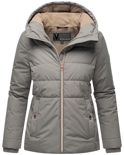MARIKOO Damen Winterjacke warme Steppjacke mit Kapuze Alemee 16 Grey Gr. XL von MARIKOO