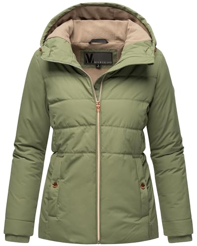 MARIKOO Damen Winterjacke warme Steppjacke mit Kapuze Alemee 16 Olive Gr. M von MARIKOO